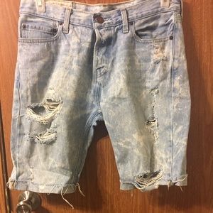 Ripped jean shorts